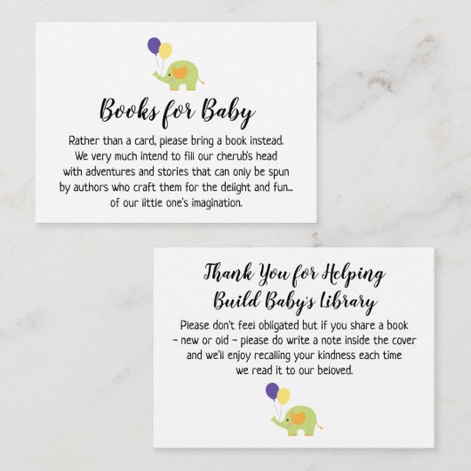 Einfach mit Elephant Book Request Insert Cards (Vorne/Hinten)