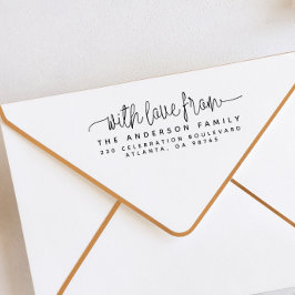 Einfach mit Liebe aus Familienname und Rücksendead Permastempel