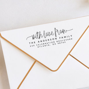 Einfach mit Liebe aus Familienname und Rücksendead Permastempel