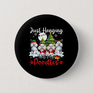 Einfach mit meinen Poodles spielen Weihnachten Wei Button