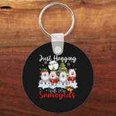 Einfach mit meinen Samoyeds spielen Weihnachten Dr Schlüsselanhänger (Vorderseite)