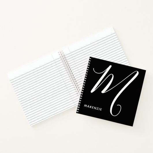 Einfach Mit Monogramm Letter M Black & White Notizblock (Innenseite)