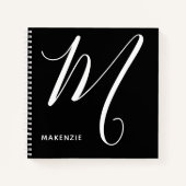 Einfach Mit Monogramm Letter M Black & White Notizblock (Vorderseite)