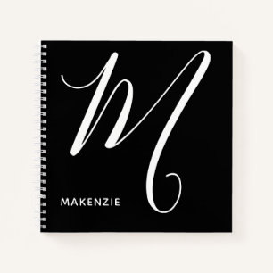 Einfach Mit Monogramm Letter M Black & White Notizblock