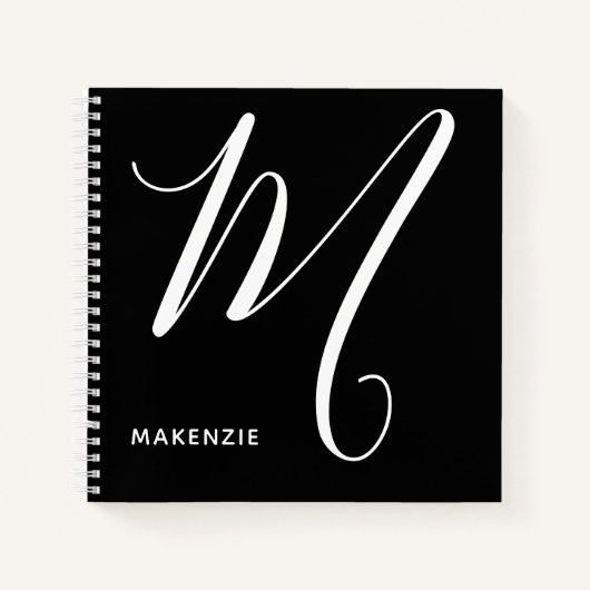Einfach Mit Monogramm Letter M Black & White Notizblock (Vorderseite)