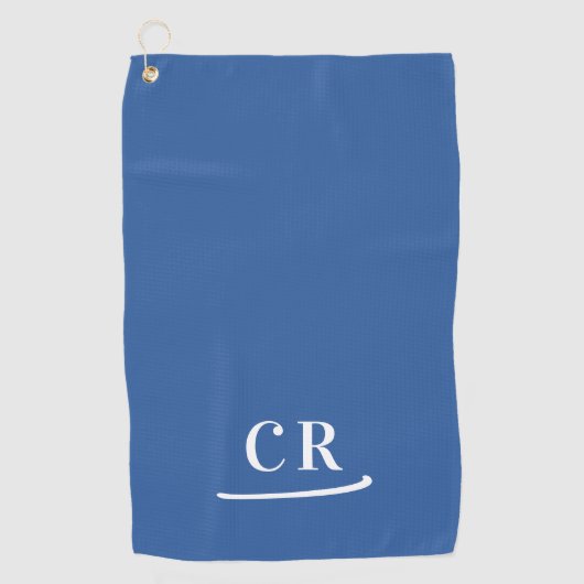 Einfach Mit Monogramm, modern und blau Golfhandtuch (Vorderseite)