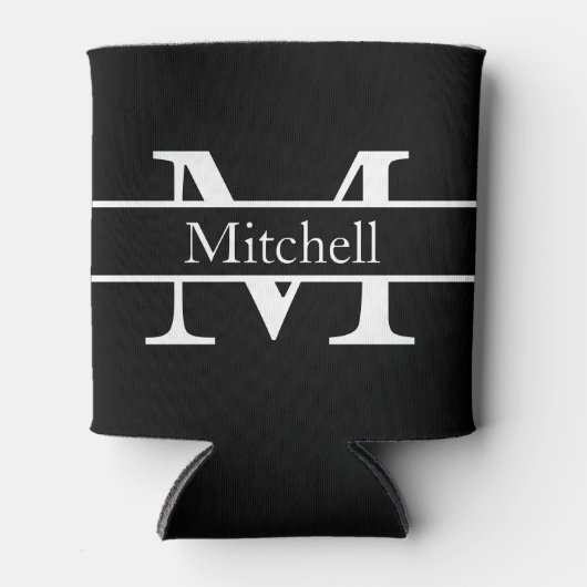 Einfach Mit Monogramm Name Personalisiert Dosenkühler (Vorderseite)