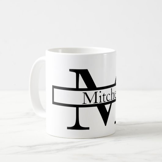 Einfach Mit Monogramm Name Personalisiert Kaffeetasse (Vorderseite Links)