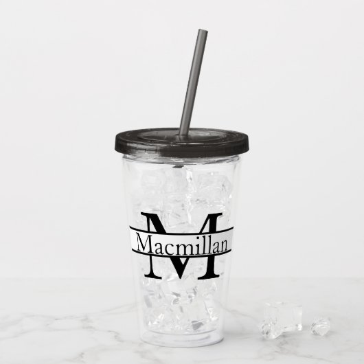 Einfach Mit Monogramm Personalisiert Acryltrinkbecher (Rückseite Ice)