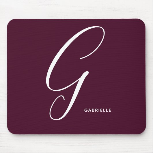 Einfach Mit Monogramm Script Letter G Burgundy Mousepad (Vorne)