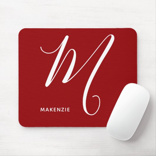 Einfach Mit Monogramm Script Letter M Autumn Red Mousepad (Mit Mouse)