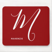 Einfach Mit Monogramm Script Letter M Autumn Red Mousepad (Vorne)