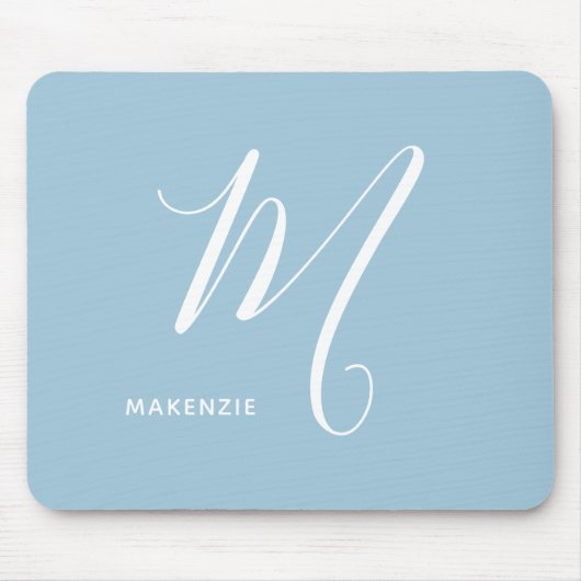 Einfach Mit Monogramm Script Letter M Blue Mousepad (Vorne)