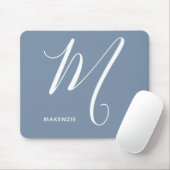 Einfach Mit Monogramm Script Letter M Blue & White Mousepad (Mit Mouse)