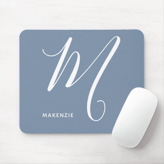 Einfach Mit Monogramm Script Letter M Blue & White Mousepad (Mit Mouse)