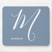 Einfach Mit Monogramm Script Letter M Blue & White Mousepad (Vorne)