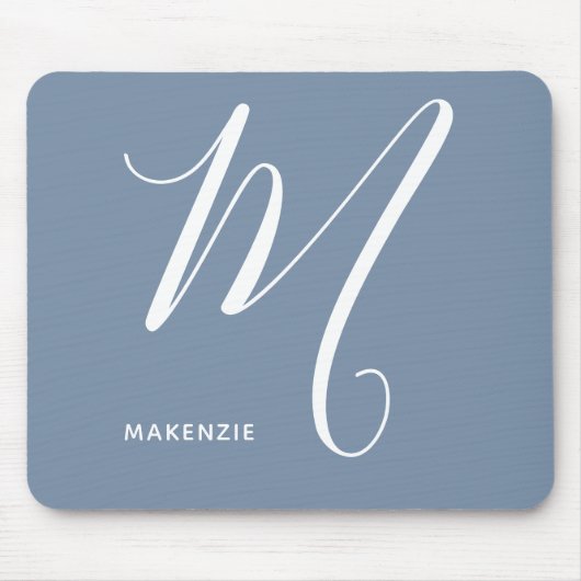 Einfach Mit Monogramm Script Letter M Blue & White Mousepad (Vorne)