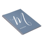 Einfach Mit Monogramm Script Letter M Blue & White Notizblock (Rechte Seite)