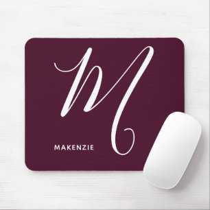 Einfach Mit Monogramm Script Letter M Burgundy Mousepad