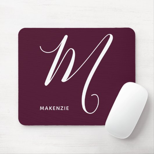 Einfach Mit Monogramm Script Letter M Burgundy Mousepad (Mit Mouse)