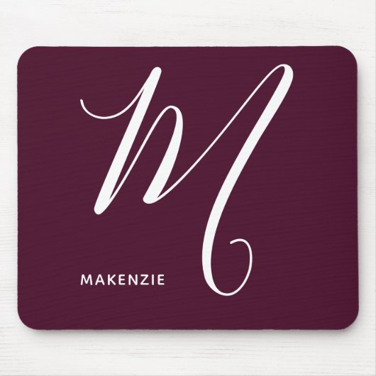 Einfach Mit Monogramm Script Letter M Burgundy Mousepad (Vorne)