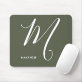 Einfach Mit Monogramm Script-Letter M Chive Green Mousepad (Mit Mouse)