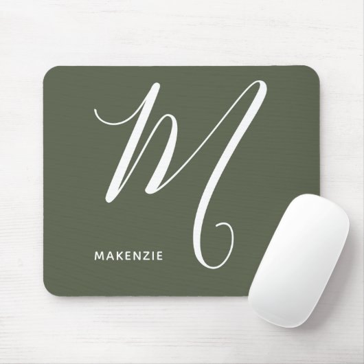 Einfach Mit Monogramm Script-Letter M Chive Green Mousepad (Mit Mouse)