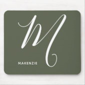 Einfach Mit Monogramm Script-Letter M Chive Green Mousepad (Vorne)
