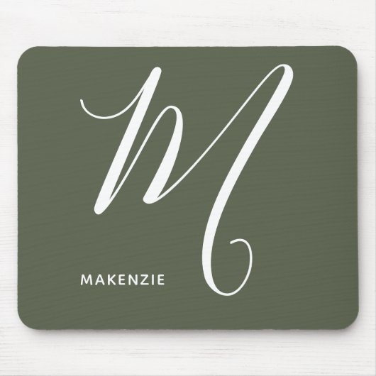 Einfach Mit Monogramm Script-Letter M Chive Green Mousepad (Vorne)