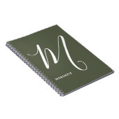 Einfach Mit Monogramm Script Letter M Chive Green Notizblock (Rechte Seite)
