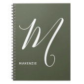 Einfach Mit Monogramm Script Letter M Chive Green Notizblock (Vorderseite)