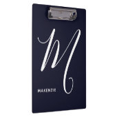 Einfach Mit Monogramm Script Letter M Navy Blue Klemmbrett (Rechts)