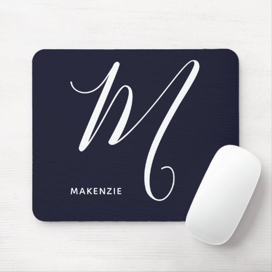Einfach Mit Monogramm Script Letter M Navy Blue Mousepad (Mit Mouse)