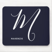 Einfach Mit Monogramm Script Letter M Navy Blue Mousepad (Vorne)