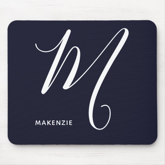 Einfach Mit Monogramm Script Letter M Navy Blue Mousepad (Vorne)