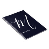 Einfach Mit Monogramm Script Letter M Navy Blue Notizblock (Rechte Seite)