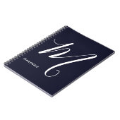 Einfach Mit Monogramm Script Letter M Navy Blue Notizblock (Linke Seite)
