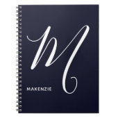 Einfach Mit Monogramm Script Letter M Navy Blue Notizblock (Vorderseite)