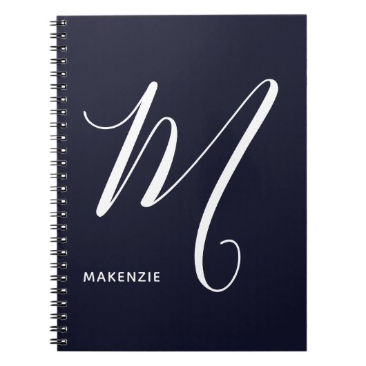Einfach Mit Monogramm Script Letter M Navy Blue Notizblock (Vorderseite)