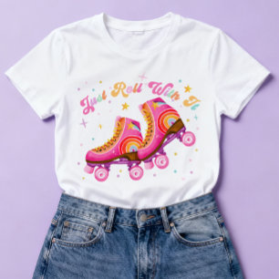 Einfach Mitmachen Roller Skating Teen Retro Rosa Tri-Blend Shirt