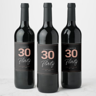 Einfach modern 30 & Kokett Personalisiert Weinetikett