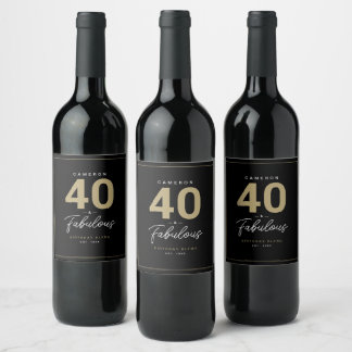 Einfach modern 40 & fabelhaft Personalisiert Weinetikett