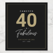 Einfach modern 40 & fabelhaft Personalisiert Weinetikett (Einzelnes Label)