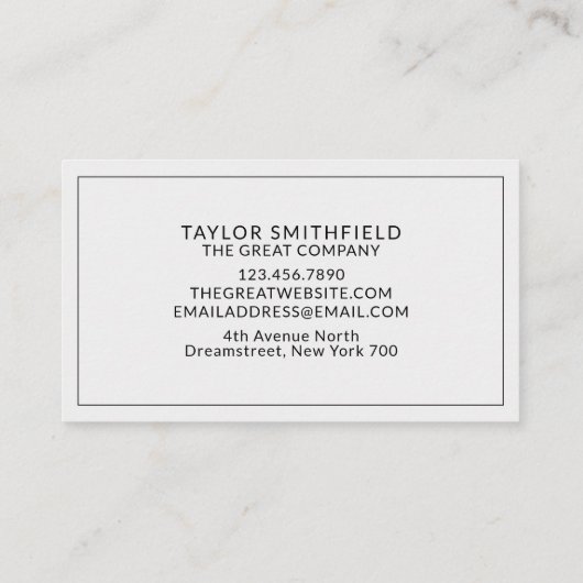 Einfach modern Beruflich Visitenkarte (Rückseite)