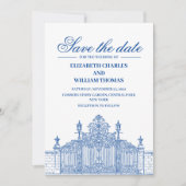 Einfach, modern blau und weiß Save the Date Einladung (Vorderseite)