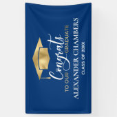 Einfach-Modern-Blue-Gold-Abschluss-Banner Banner (Vertikal)