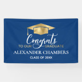 Einfach-Modern-Blue-Gold-Abschluss-Banner Banner (Horizontal)
