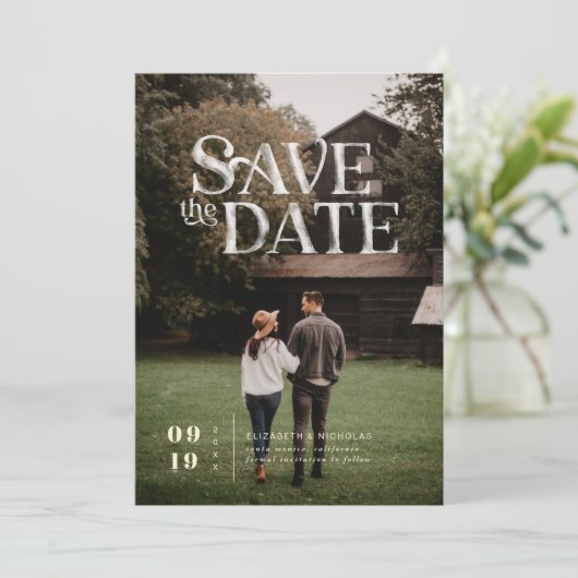 Einfach modern Boho | FOTO SAVE THE DATE (Stehend Vorderseite)