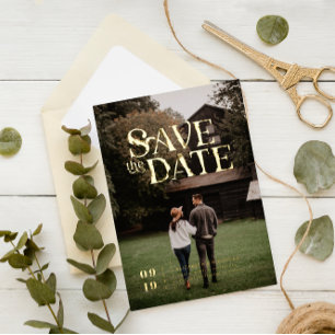 Einfach modern Boho FOTO SAVE THE DATE Folieneinladung