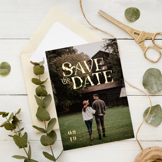 Einfach modern Boho | FOTO SAVE THE DATE Folieneinladung